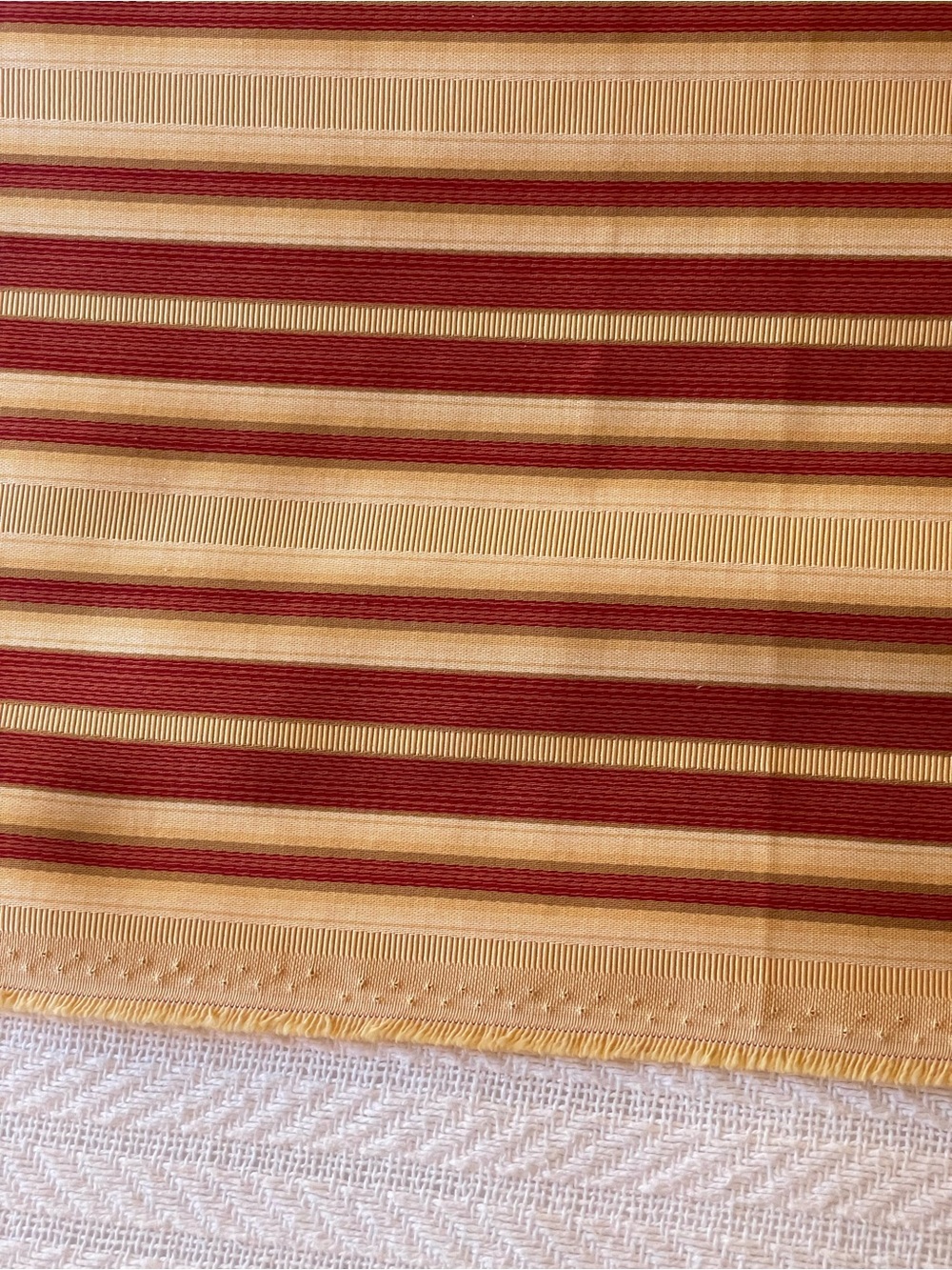 Burgundy Cream Gold Striped Woven Decorator Fabric 57” x 37”